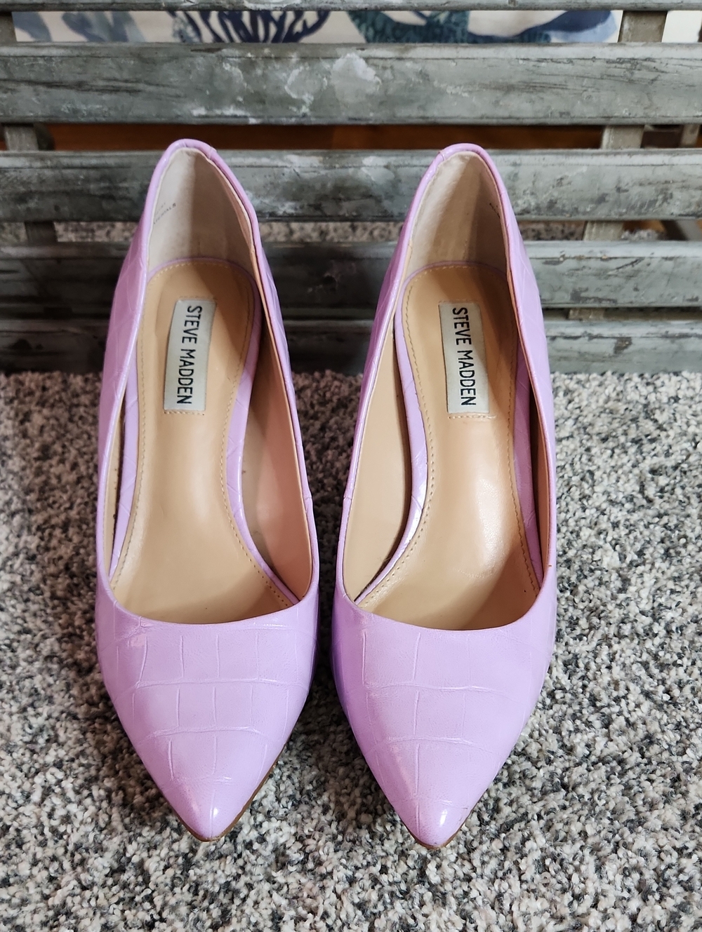 Steve Madden Lilac Pointed-Toe Pumps with Croc Texture